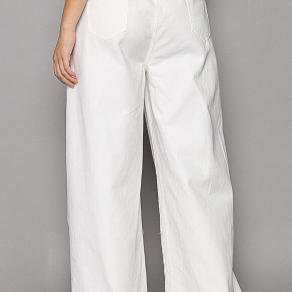 POL Distressed Drawstring Slit Wide leg Pants - Picture 3 of 4